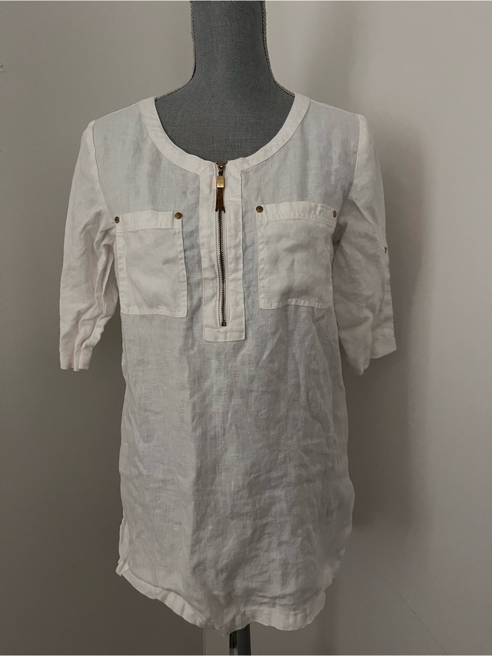 White Linen Tunic Top